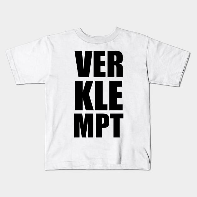 VERKLEPMT Yiddish Trendy Vertical Large Typography Kids T-Shirt by BubbleMench